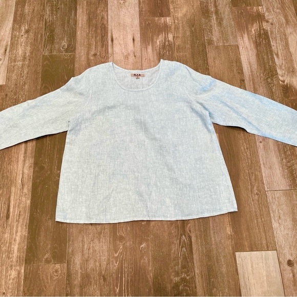 FLAX Designs 100% Linen Tunic 3/4 Sleeve Mint Green Sz medium - Picture 1 of 7